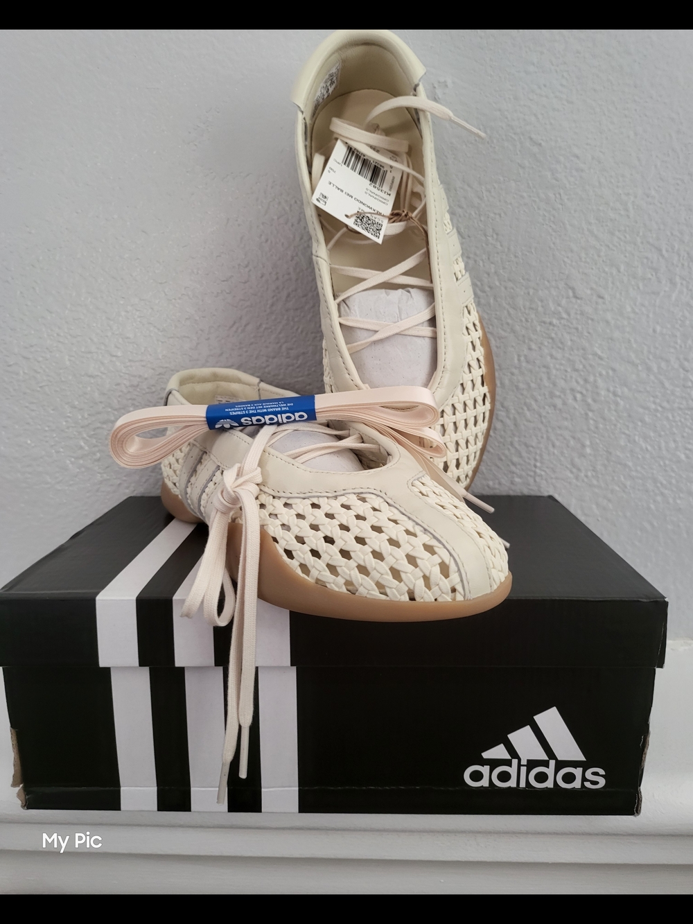 Adidas Women’s Taekwondo Mei Cream Woven Ballet Flats with Tan Sole
